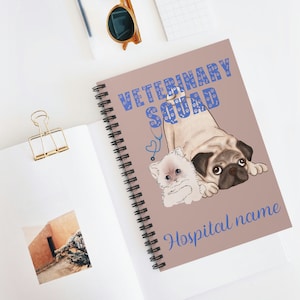 Personalized Veterinary hospital notebook, Customized Animal hospital notebook, Gift for Veterinary receptionist, gift for vet tech