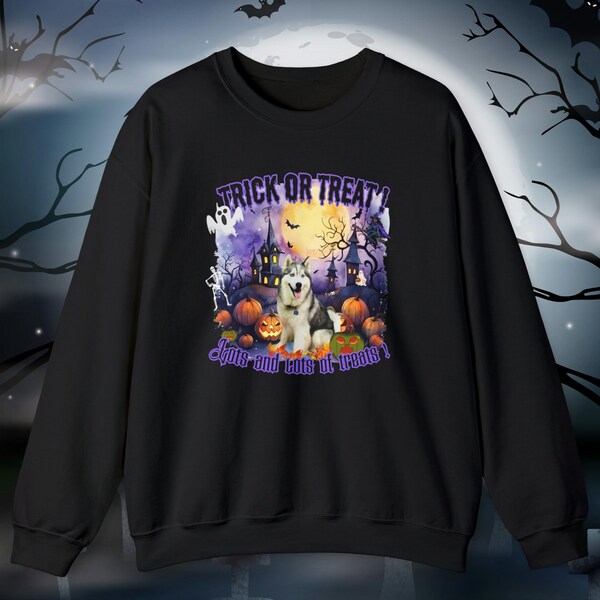 Customized Halloween Sweatshirt for Pet Parents, Spooky October Trick or Treat Dog shirt, YOUR dog our design Personalized Cat Dog Lover