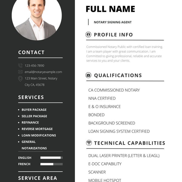 Notary Signing Agent Resume Template/Outline