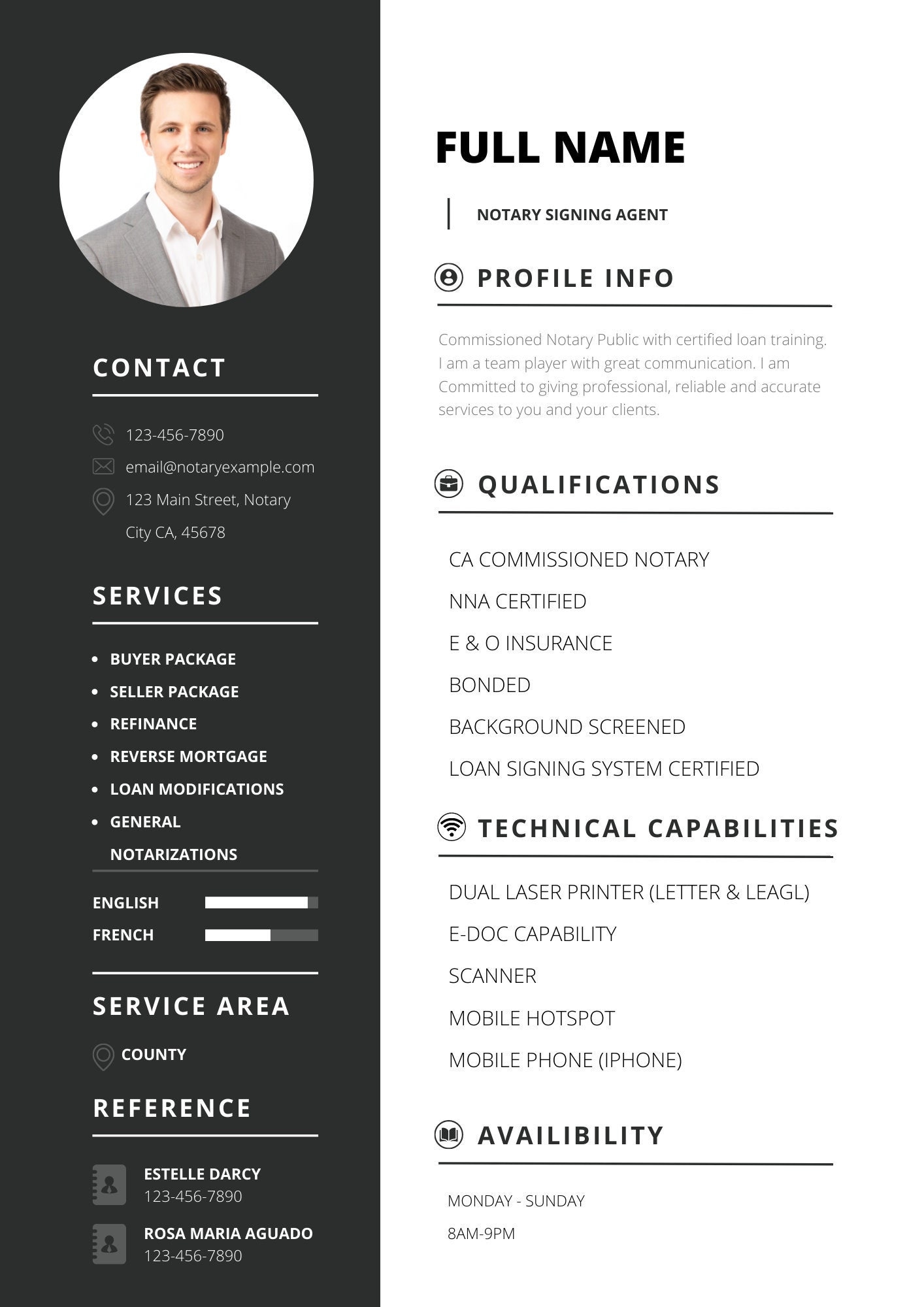 Notary Signing Agent Resume Template/outline Etsy