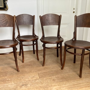 un Ensemble de 4 chaises Kohn-Thonet Art Nouveau-Art Déco en bois courbé image 5