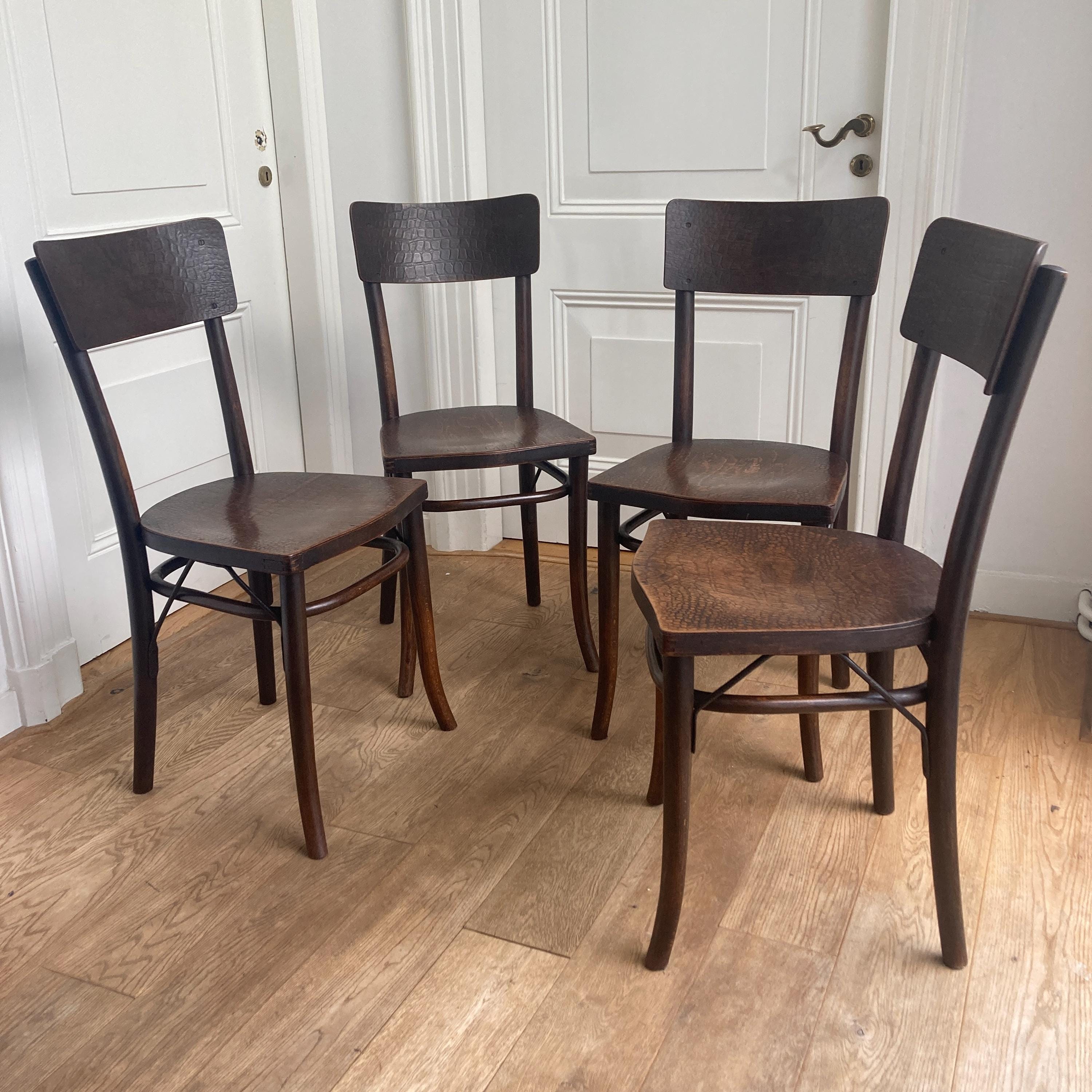 A Set of 4 Rare Thonet Crocodile Print Bentwood Chairs - Etsy