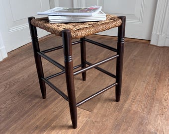 Vintage stool with rush seat