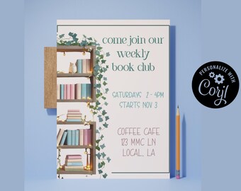 Book Club Flyer, Plants, Editable Flyer (8.5 x 11) (Digital Download)