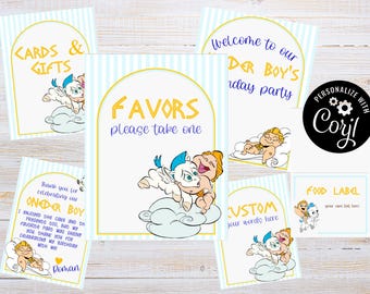 ONEder boy, Hercules, First Birthday Party Pack, NO INVITATION, Editable Party Card (Digital Download)