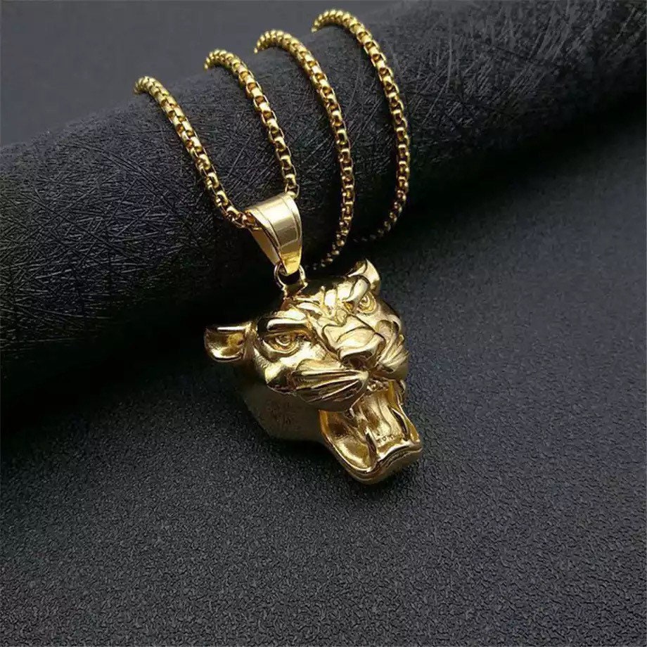 Gold Leopard Head Necklace Panther Head Necklace Jaguar Cheetah