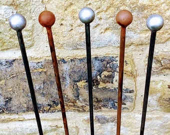 Handmade Steel Ball-Topped Garden Stake / Plant Support