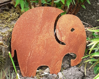 Corten Steel Elephant Silhouette: Rusted Garden Decoration