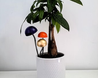 Mini toadstool plant pot decoration / steel fungi sculpture / indoor and outdoor pot pals