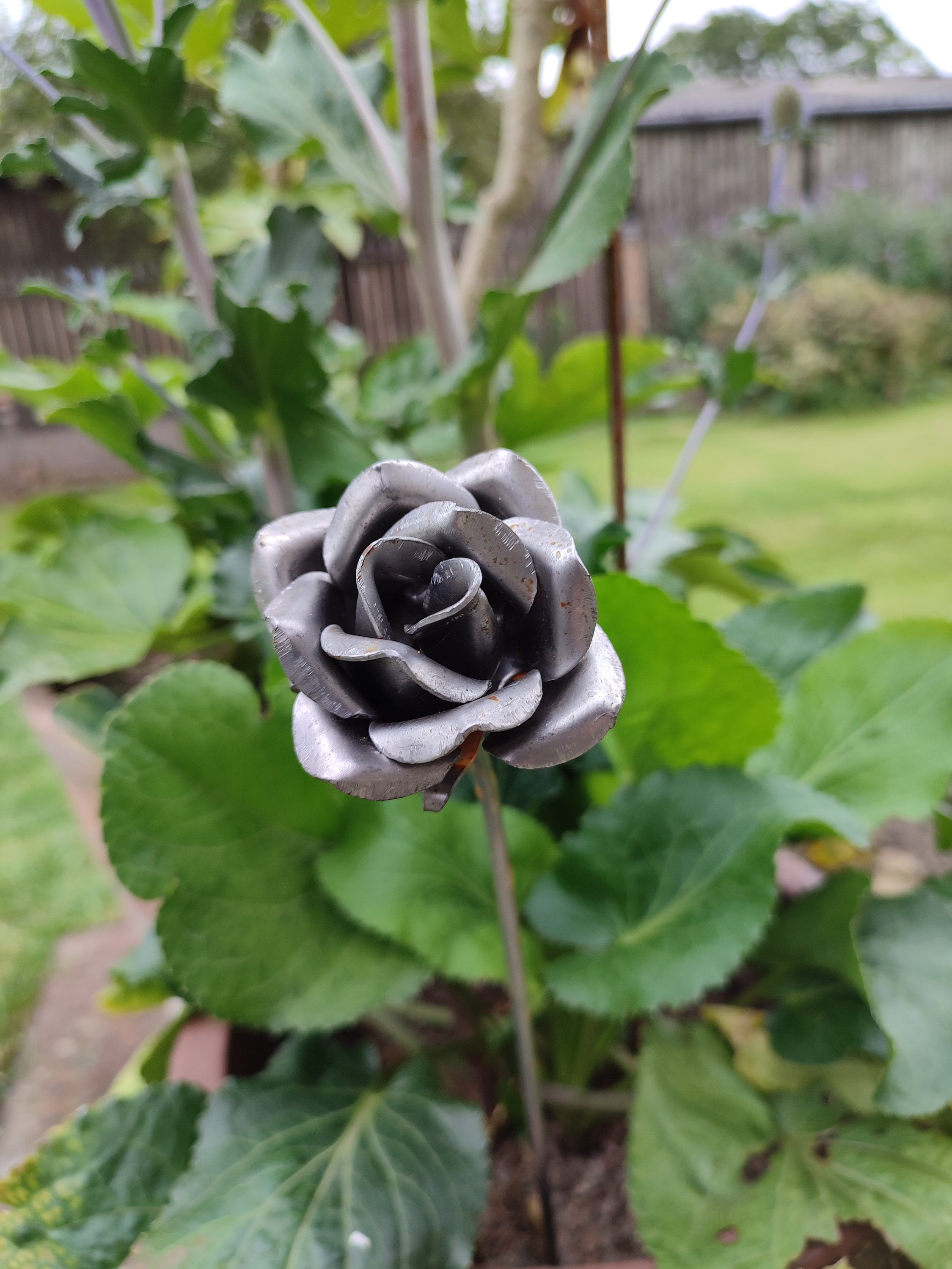 Steel Rose / Rustic metal outdoor garden and patio flower art / Anniversary keepsake / birthday gift