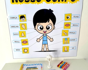 Conjunto de actividades en portugués: Nuestro cuerpo / para actividades de aula y educación en casa / educación infantil y primaria