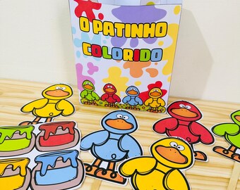 Impresión de actividad divertida de la canción "O Patinho Colorido" Material preescolar