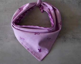 Personalized Purple Dog Bandana / Custom Dog Bandanas / Purple Plaid Dog Scarf / Cancer Awareness Bandana / Reversible Dog Bib / Rocko Wear
