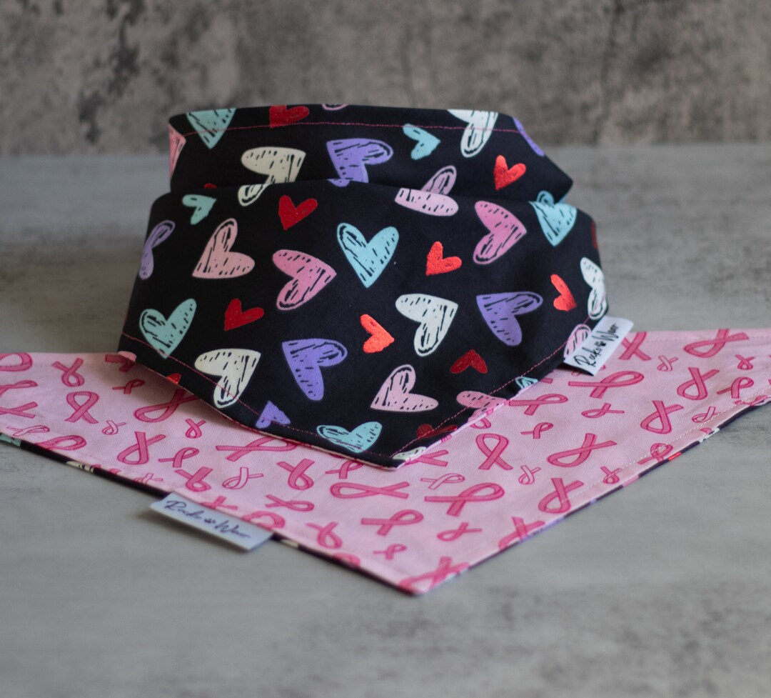 Pink and Black Dog Bandana / Cancer Awareness Dog Scarf / Chic Etsy