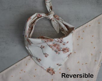 Personalized Cherry Blossom Bandana / Reversible Dog Neckerchief / Floral Customizable Scarf / Pet Fashion / Rocko Wear / Spring Dog Scarf
