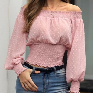 Spring Sexy Off Shoulder Pink Blouses | Gift For Her