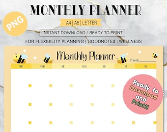Cute Baby Bees Spring Digital Planner - No Date Digital Download for Journaling and Planning