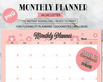 Cute Spring Flower Digital Planner - No Date Digital Download for Journaling and Planning Ready to Print
