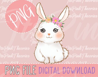 Cute Baby Bunny PNG | Hand-Drawn | Bunny Lover | Nursery Decor | Sublimation PNG | Instant Digital Download