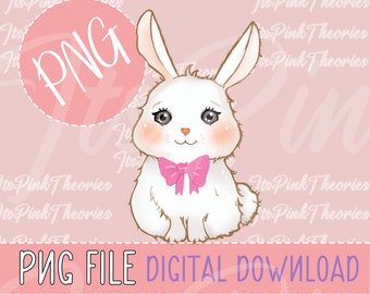 Cute Baby Bunny PNG | Hand-Drawn | Bunny Lover | Nursery Decor | Sublimation PNG | Instant Digital Download