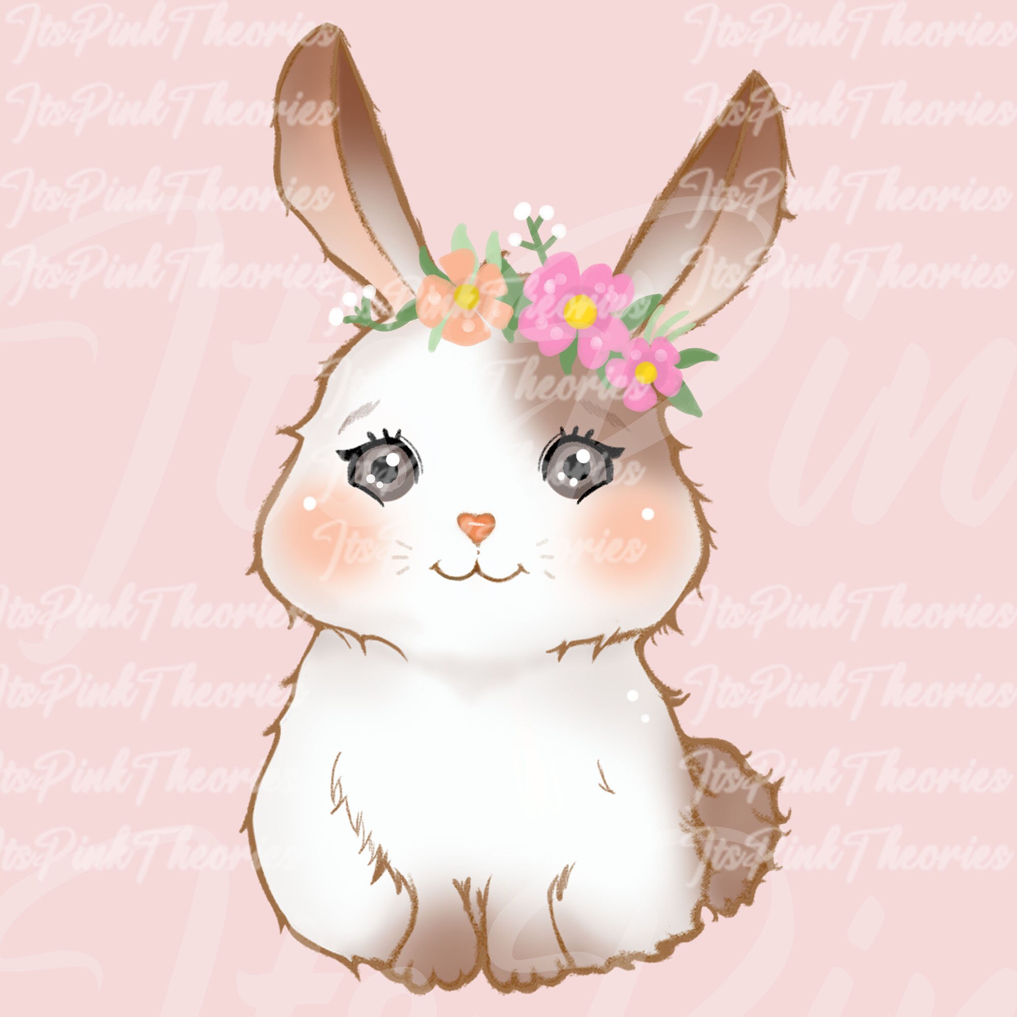Cute Baby Bunny With Flower Crown PNG | Hand-drawn | Bunny Lover ...