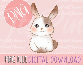 Cute Baby Bunny PNG | Hand-Drawn | Bunny Lover | Nursery Decor | Sublimation PNG | Instant Digital Download