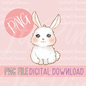 Cute Baby Bunny PNG | Hand-Drawn | Bunny Lover | Nursery Decor | Sublimation PNG | Instant Digital Download