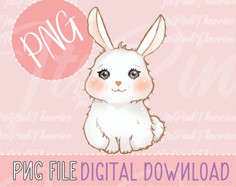 Cute Baby Bunny PNG | Hand-Drawn | Bunny Lover | Nursery Decor | Sublimation PNG | Instant Digital Download