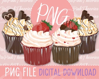 Cupcake Set PNG | Dessert Clipart | Bakery | Sublimation PNG | Instant Digital Download