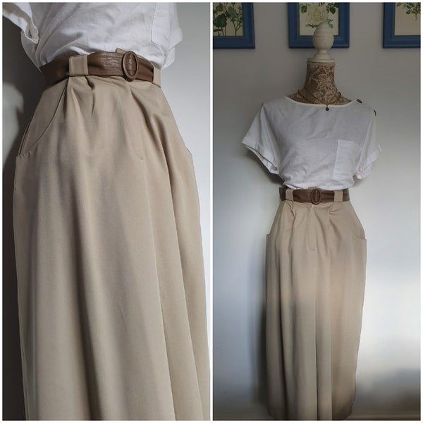 Size 8 Vintage Richards 80's neutral midi skirt