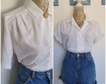 Size 10 Vintage St Michael 80's shoulder pleat blouse