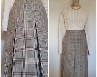 Size 10/12 Vintage St Michael 80's/90's beige & brown checked skirt