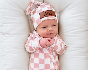 Pink Checkerboard | Newborn Take Home Outfit | Bamboo Zipper Romper | Take Home Outfit | Baby Gift | Newborn Hospital Outfit | Baby Girl