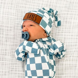 Newborn Baby Outfit | Bamboo Checkerboard | GOKO Baby Zippy | Take Home Outfit | Baby Boy Clothes | Newborn Coming Home Outfit | Baby Girl