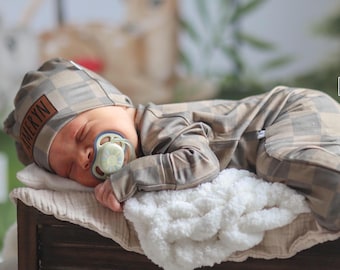 Baby Boy Coming Home Outfit | Personalized Zipper Romper Set | Newborn Going Home Outfit | Baby Shower Gift | Hospital Outfit