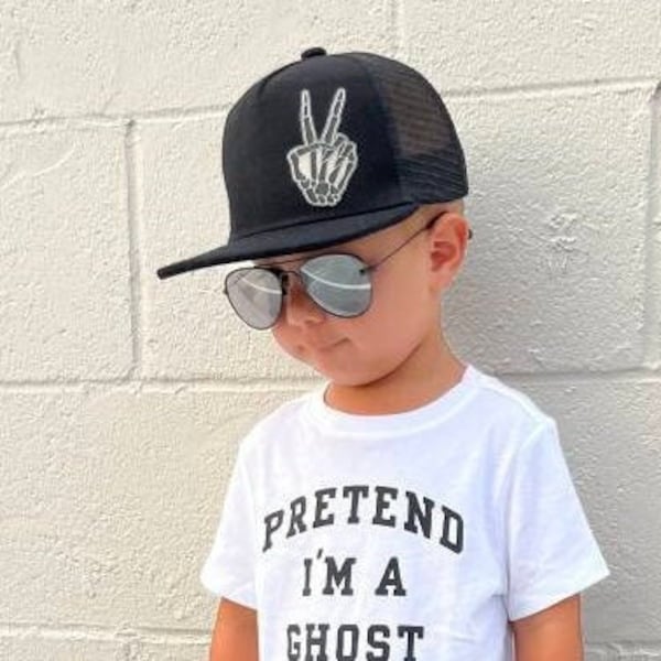 Skeleton Peace Snapback Hat Custom Infant Toddler Adult Kids Youth Baby Hat Child Cap Halloween Flat Bill Leather Patch Skater Rad Kids