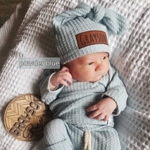 Newborn Boy Coming Home Outfit Waffle Outfit Set Baby Boy Clothes Baby Boy Gift Baby Girl Gift Baby Personalized Going Home Name Etsy