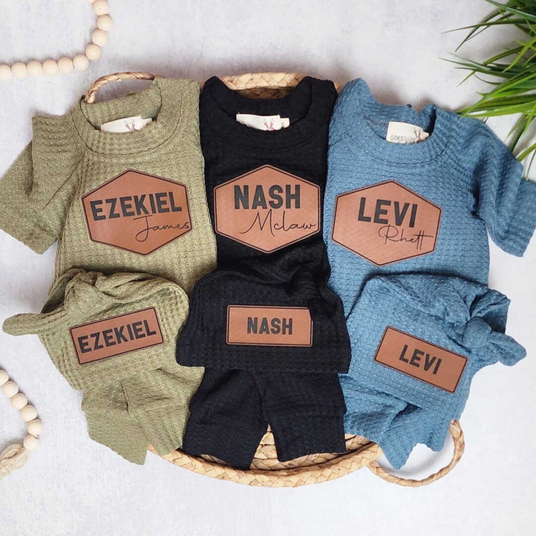 Newborn Waffle Knit Outfit: Personalized Name Shirt Hat Etsy
