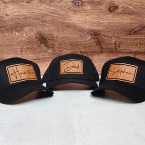 Dad and Son Trucker Hats Cursive Rectangle Dad Gift Toddler Kid Adult Hat Personalized Hat HATS SOLD INDIVIDUALLY image 6