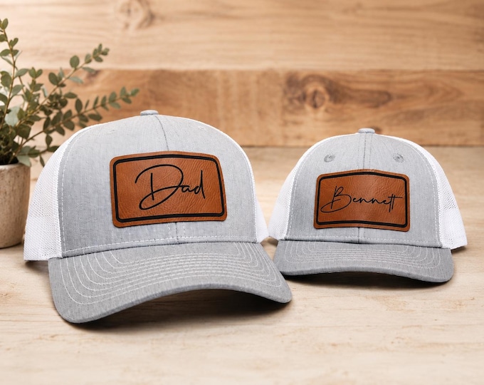Personalized Toddler Hat with Name | Matching Family Hats for All Ages | Rectangle Cursive | Hats Sold Individually