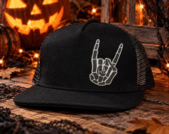 Toddler Hat with Skeleton Rock On | Matching Family Hats | Flat Bill Snapback