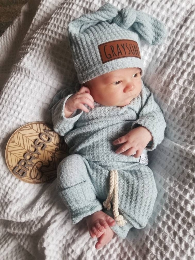 Newborn Boy Coming Home Outfit Waffle Outfit Set Baby Boy Etsy