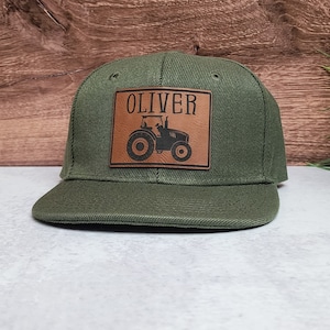 Custom Name Hat | Tractor | Custom Baby Boy Hat | Toddler Kids Youth Snapback Hat | Child Cap | Personalized Name | Gift for Boy | Baby Boy