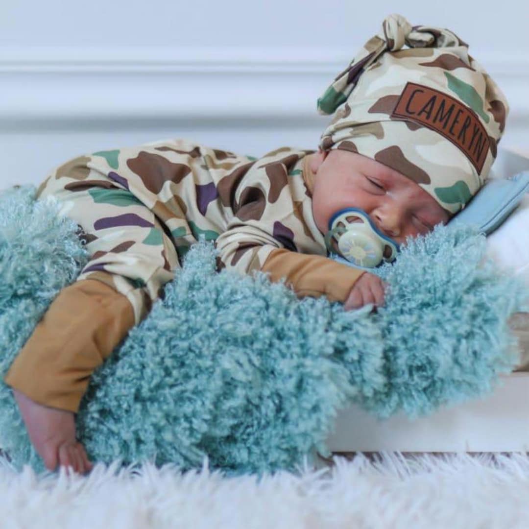 Baby Boy Coming Home Outfit | Personalized Zipper Romper Set | Newborn ...