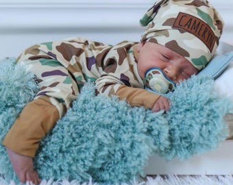 Baby Boy Coming Home Outfit | Personalized Zipper Romper Set | Newborn Going Home Outfit | Baby Shower Gift | Hospital Outfit