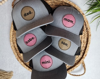 Mom Dad Baby Trucker Hats | Dad Hat | Circle Period | Family Gift | Toddler Kid Adult Hat | Personalized Hat | HATS SOLD INDIVIDUALLY