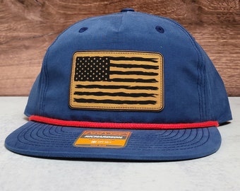 Custom Richardson 256 American Flag Hat | USA Patch Hat | Trucker Hat | Leather patch hat | Gift For Dad | bulk hats | personalized