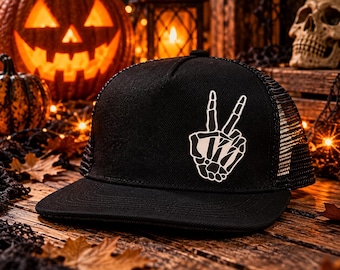 Toddler Hat with Skeleton Peace | Matching Family Hats | Flat Bill Snapback