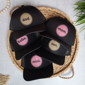 Mom Dad Baby Trucker Hats Dad Hat Circle Period Family Gift Toddler Kid ...