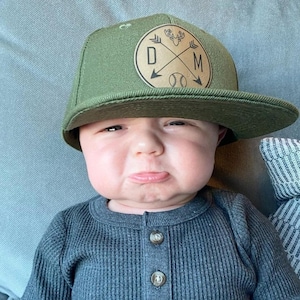 Personalized Toddler Hat with Initials & Symbols | Matching Family Hats | Flat Bill Snapback